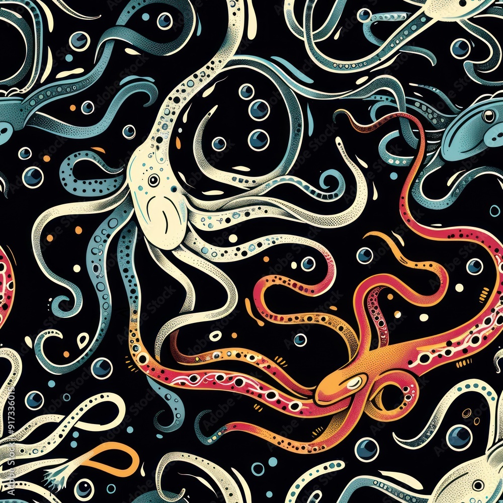 Canvas Prints abstract octopus pattern.