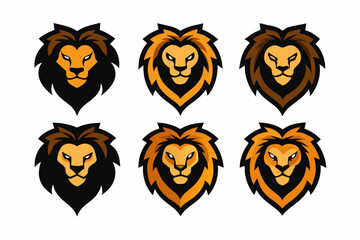 Set of icons related to mascot lion head vector design