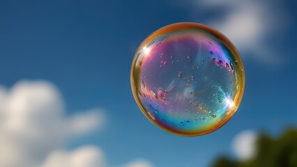 soap bubbles on a blue sky