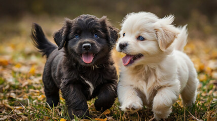 Fototapeta premium Cute and small puppies 