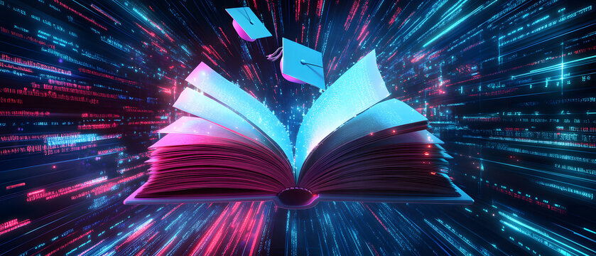 A banner design with the text E-Learning. Online education concept design