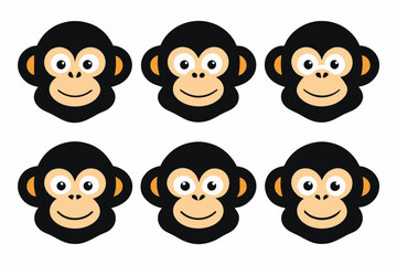 Set of icons related to mascot monky head vector design 