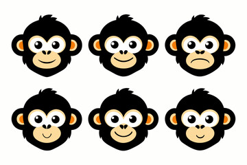 Set of icons related to mascot monky head vector design 