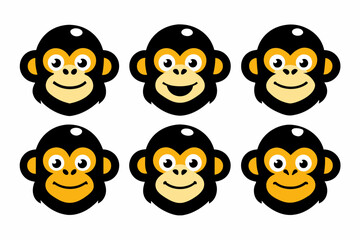 Set of icons related to mascot monky head vector design 