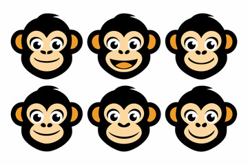 Set of icons related to mascot monky head vector design 