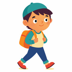 a kid going to school with backpack
