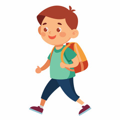 a kid going to school with backpack