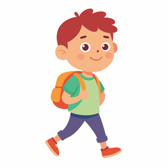 a kid going to school with backpack
