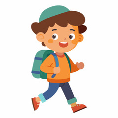 a kid going to school with backpack