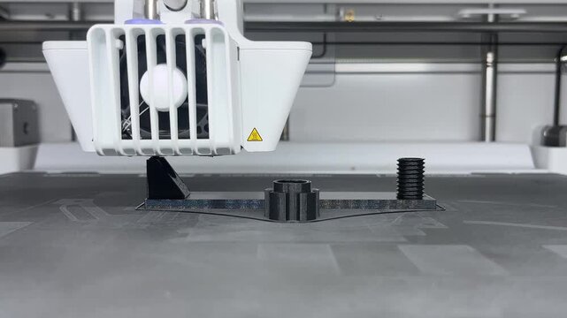 A 3d printer manufactures an industrial component to order