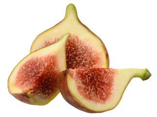 Pieces of ripe figs on isolated background