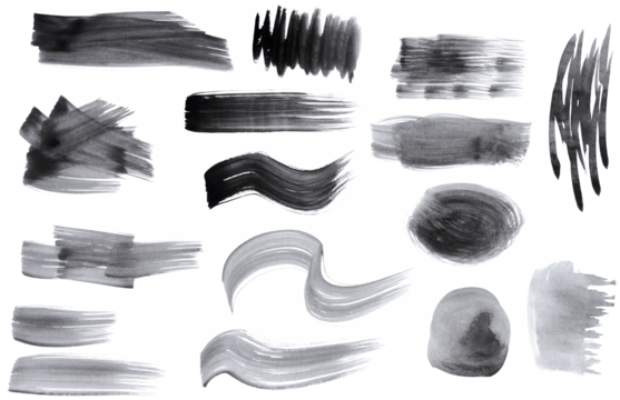 Watercolor brush stroke of black paint on isolated background - Powered by Adobe