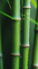 Close-up of green bamboo stalks with