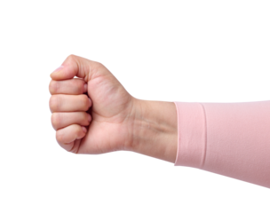 Female palm clenched into a fist on an isolated background