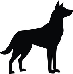 Dog standing image with Silhouette white background