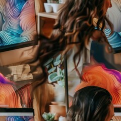 Obraz premium Abstract Screen Reflections of a Woman.