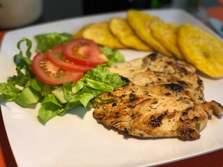 grilled steak with vegetables