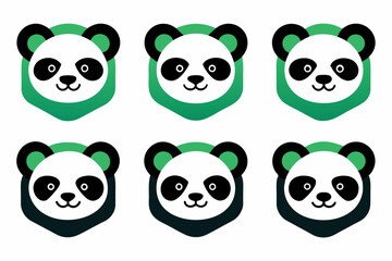 Set of icons related to mascot panda head vector design