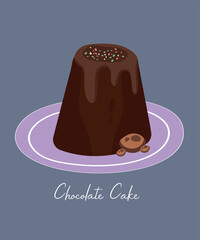 Cute Illustration with Chocolate Cake at Candy