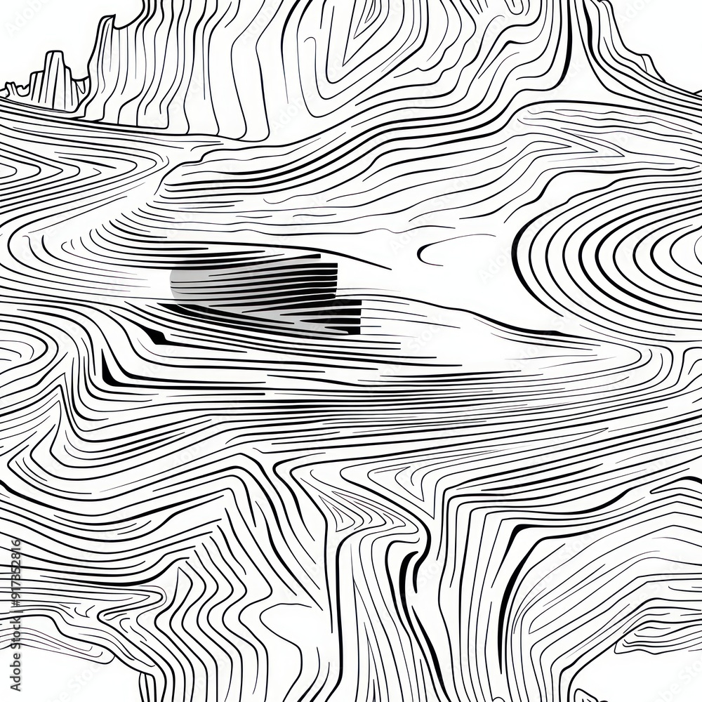 Canvas Prints abstract black and white line art pattern.