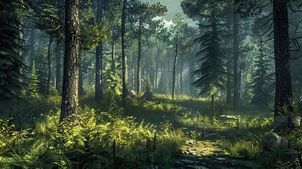 Obraz premium summer landscape in the forest