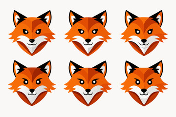 Set of mascot fox head vector designs related icons