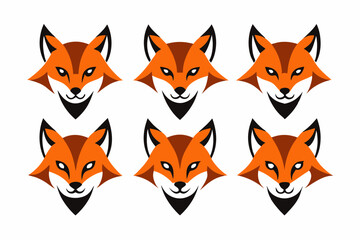 Set of mascot fox head vector designs related icons