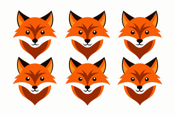 Set of mascot fox head vector designs related icons