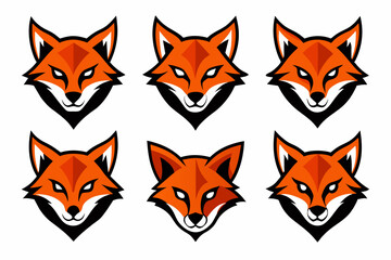 Set of mascot fox head vector designs related icons