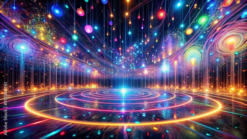 Poster a virtual canvas of interactive light and sound installations ai generated