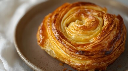 Fototapeta premium A plate of cram-sized pain au patis, their golden crusts glistening under the light and their interiors filled with creamy fillings