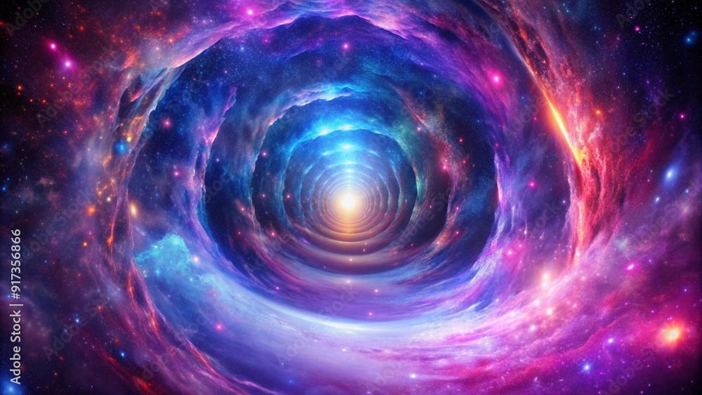 Poster celestial tapestry: a cosmic tunnel of shimmering lights ai generated