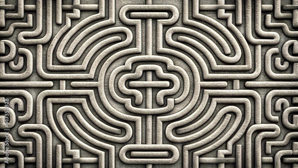 Poster whispers of the labyrinth: a monochrome tapestry of intertwined paths generative ai