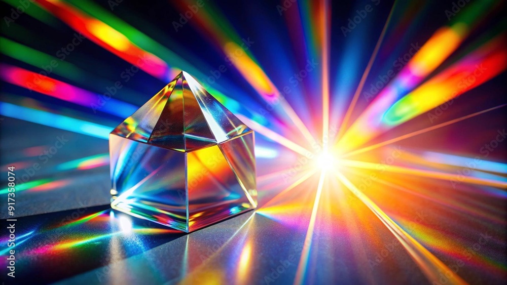 Poster a kaleidoscope of colors bursts from a crystal prism, creating a dazzling display of light. generati