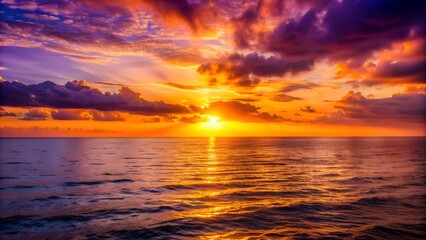 Obraz premium Golden Hour Horizon: A Symphony of Orange and Purple AI generated