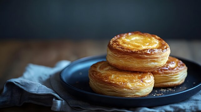A plate of cram-sized pain au patis, their golden crusts glistening under the light and their interiors filled with creamy fillings