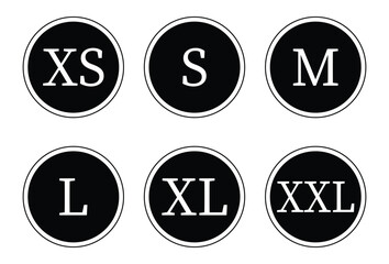 T-shirt size icon set. Clothing size label or tag. Isolated tag sign symbol. Vector illustration in eps 10.