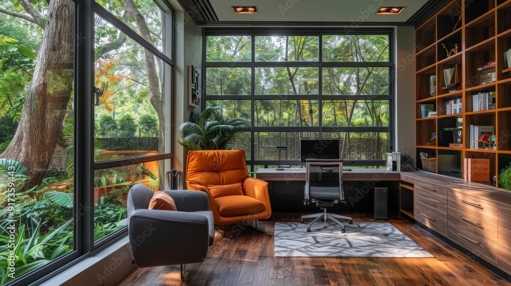 Poster architecture and interiors create an image of a modern home with stylish interior design showcasing 