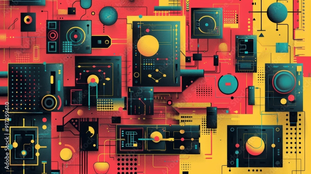 Poster digital and graphic design illustrate graphic elements and icons user interface designs and digital 