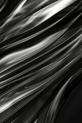 Fototapeta premium Black background with wavy blurry lines in all corners shimmering from black to white, gray, and silver , black background, in the corners there are blurry lines that shimmer from