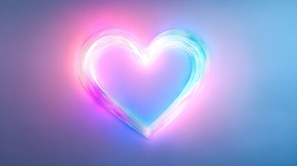 Illuminated Heart Outline: A Stunning Light Blue to Deep Purple Gradient Poster for Modern Interior Decor and Sporty Spaces on a Clean White Canvas