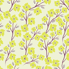 Seamless winter floral pattern with branches and berries. Pastel palette white background.