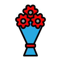 Flower Bouquet Vector Filled Icon Design