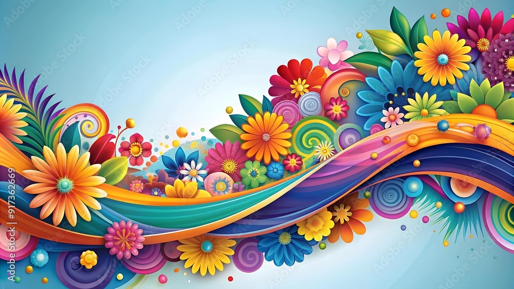 Poster a colorful and dynamic floral seamless pattern generative ai