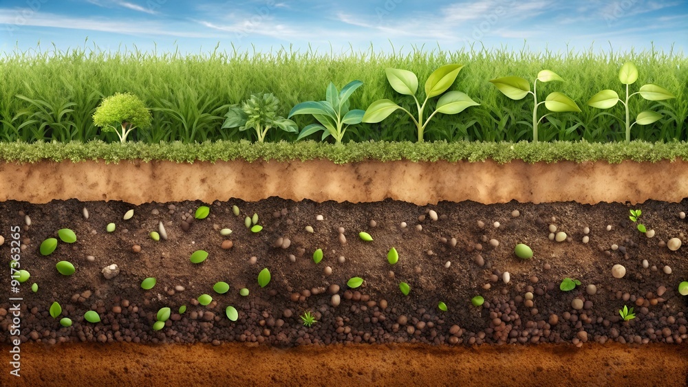 Poster a symphony of soil textures: exploring the layers of garden soil generative ai