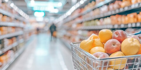 Large Store Interior with Blurred Cart in Background