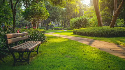 Beautiful university gardens or green spaces where students relax or study with space for nature quotes, university, with copy space