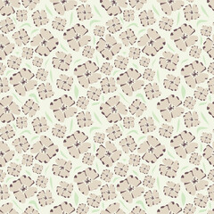 Fototapeta premium Seamless winter floral pattern with branches and berries. Pastel palette white background.