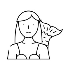 mermaid fantasy character line icon vector. mermaid fantasy character sign. isolated contour symbol black illustration