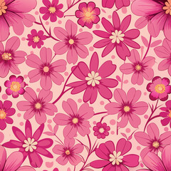 Obraz premium Colorful flower seamless pattern, vector hand drawn botanical element, doodle floral background.